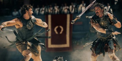 Two characters fighting in Gladiator 2.