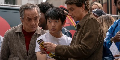 Li Fong, Daniel Laruso, and Mr. Han in Karate Kid: Legends.