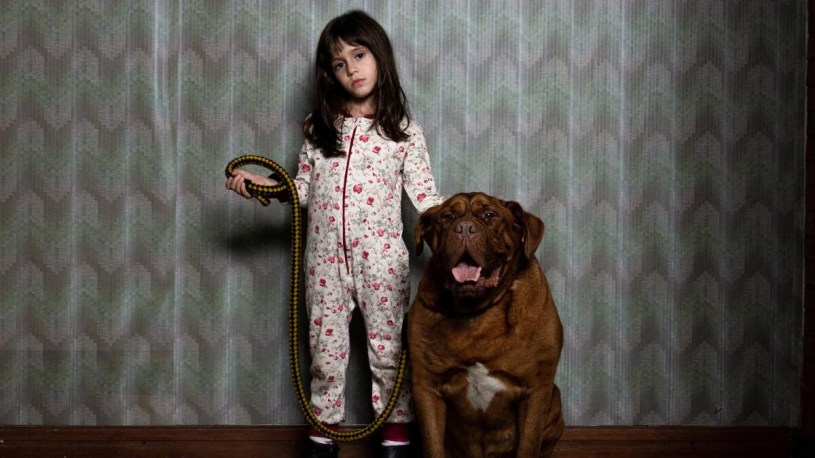 A child stood next to a dog in When Evil Lurks.