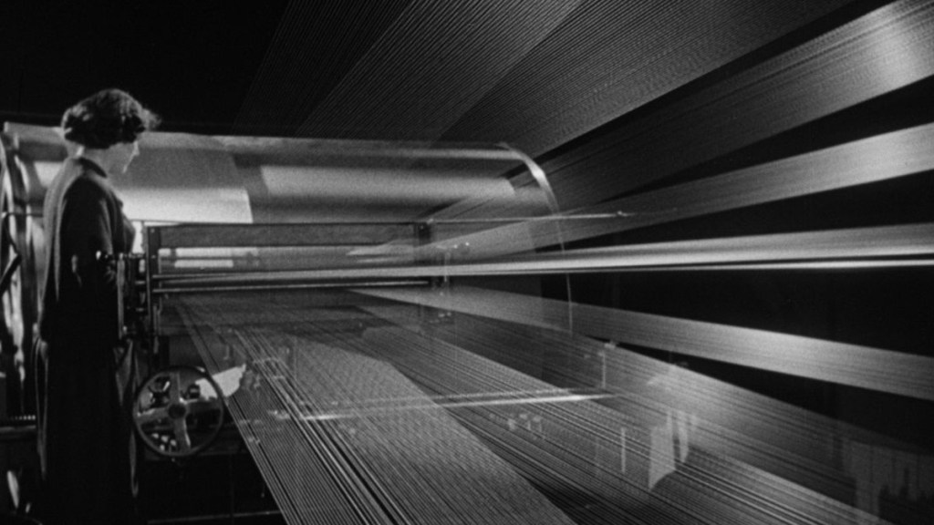 A textiles machine running in The Man in the White Suit.